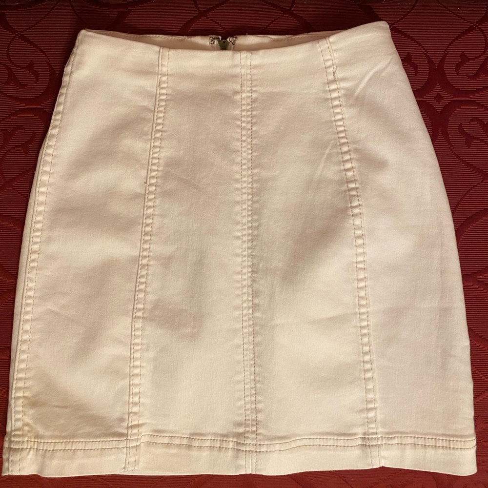 Free People Modern Femme Denim Mini Ivory Size 0